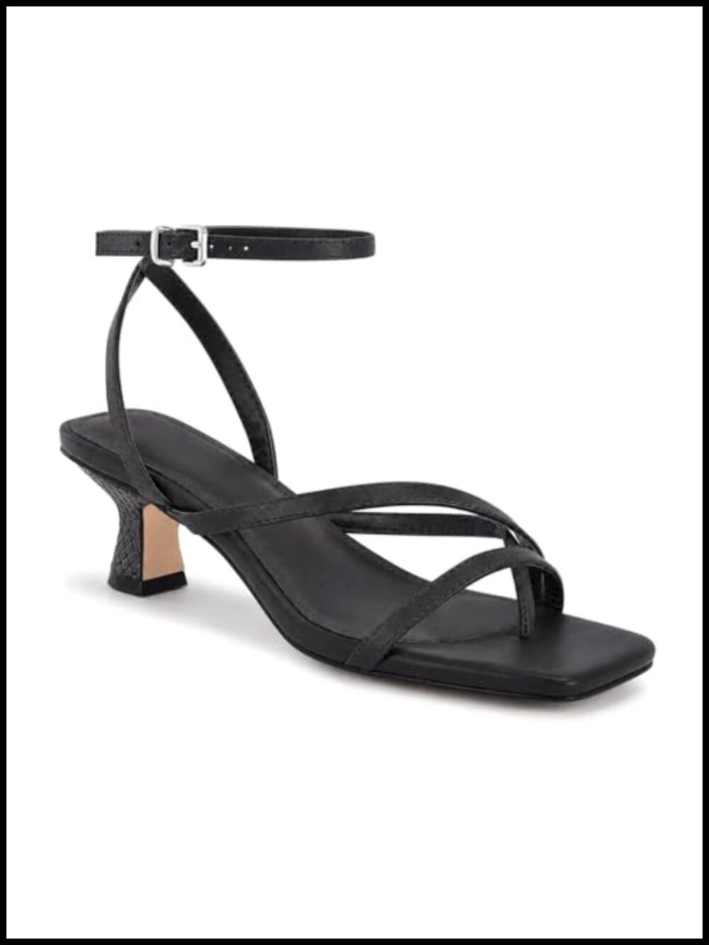 Women's Kitten Heel Strappy Sandals Open Toe Slingback Ankle Strap Faux Leather